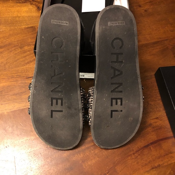 Chanel chain and tweed sandals size 41 - Picture 3 of 4